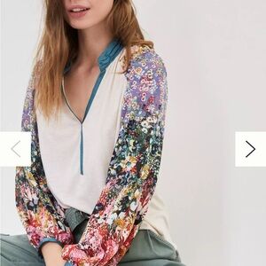 Anthropologie Floral Long Sleeve Blouse